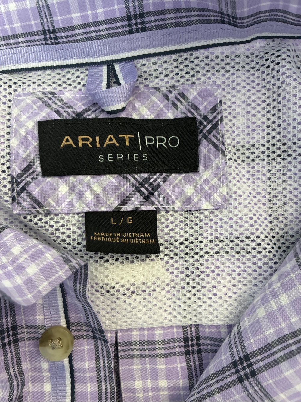 Ariat Pro Lavender and Black Plaid Button-Down Shirt